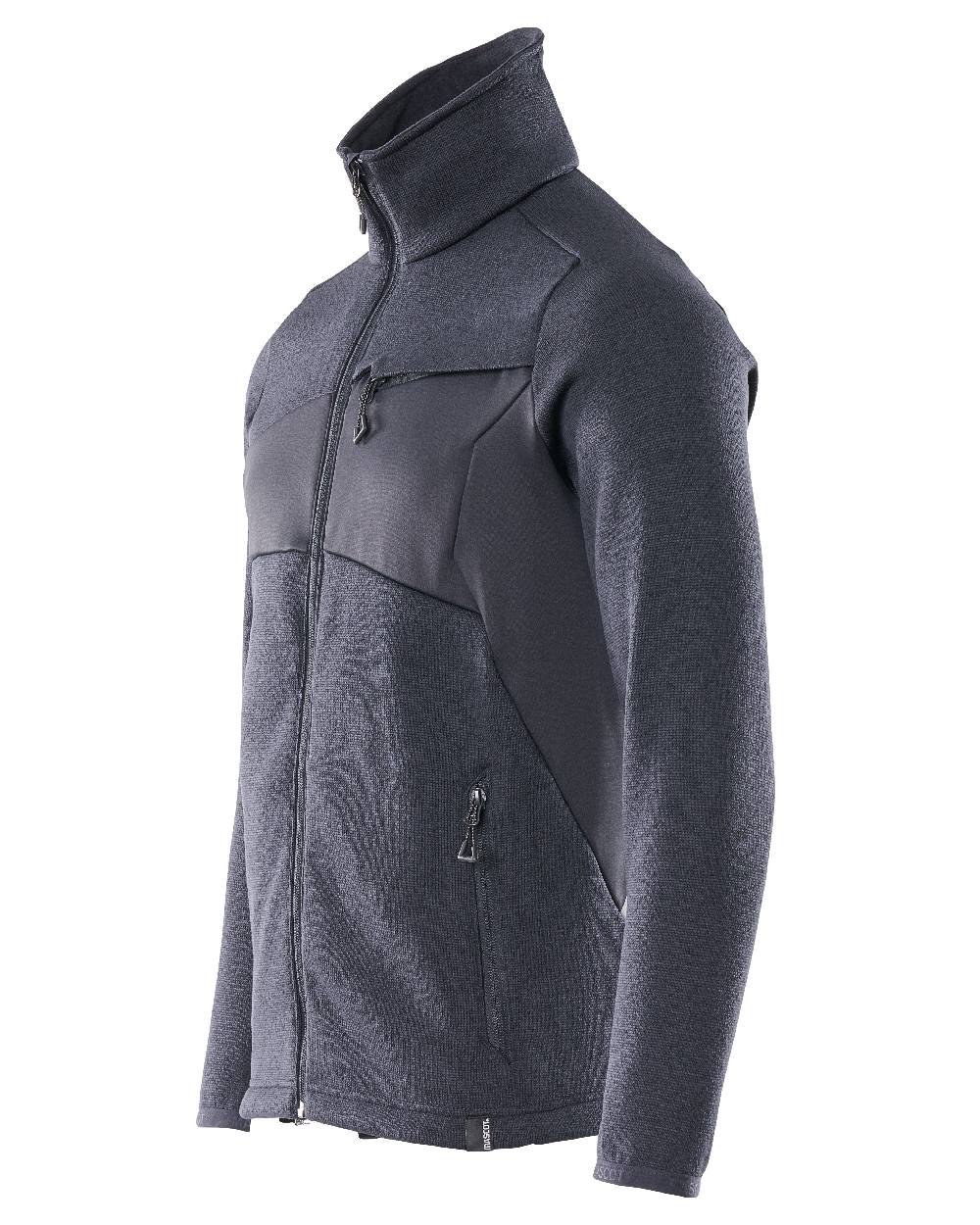 Dark Navy Coloured Mascot Workwear Mens Accelerate Knitted Jumper With Zipper on white background