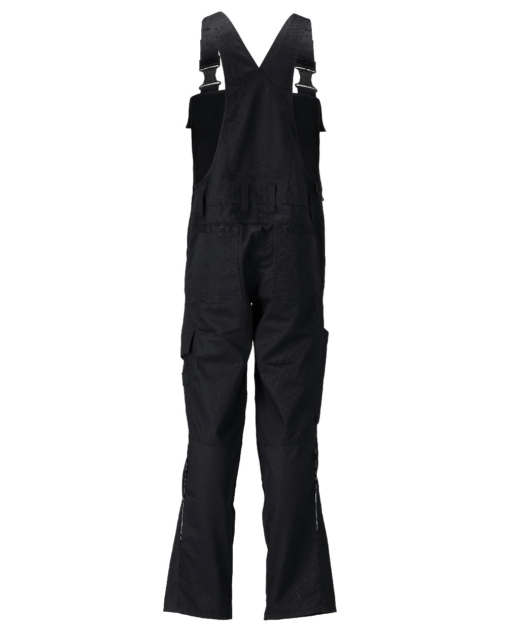 Black Coloured Mascot Workwear Mens Accelerate Lightweight Bib & Brace With Kneepad Pockets on white background