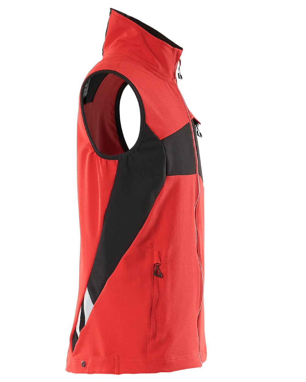 Traffic Red Black Coloured Mascot Workwear Mens Accelerate Lightweight Gilet on white background