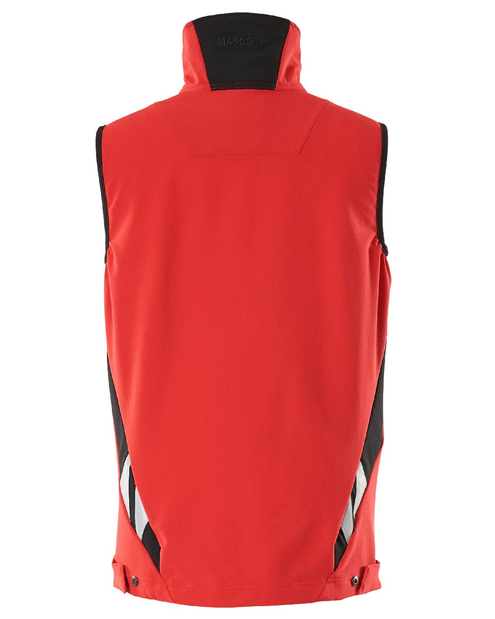 Traffic Red Black Coloured Mascot Workwear Mens Accelerate Lightweight Gilet on white background