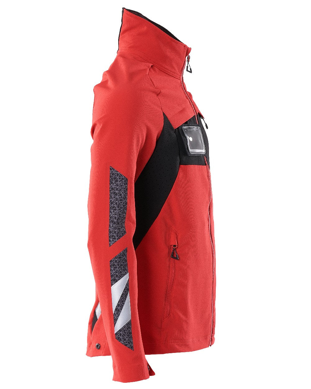 Traffic Red Black Coloured Mascot Workwear Mens Accelerate Lightweight Jacket on white background