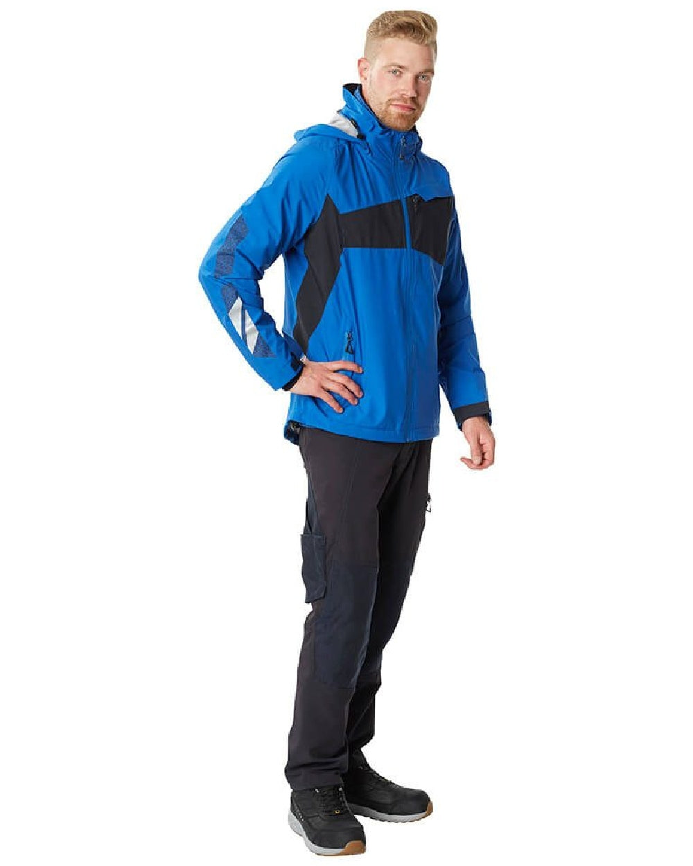 Azure Blue Dark Navy Coloured Mascot Workwear Mens Accelerate Lightweight Outer Shell Jacket on white background