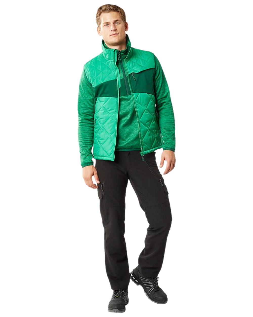 Grass Green Coloured Mascot Workwear Mens Accelerate Lightweight Thermal Gilet on white background