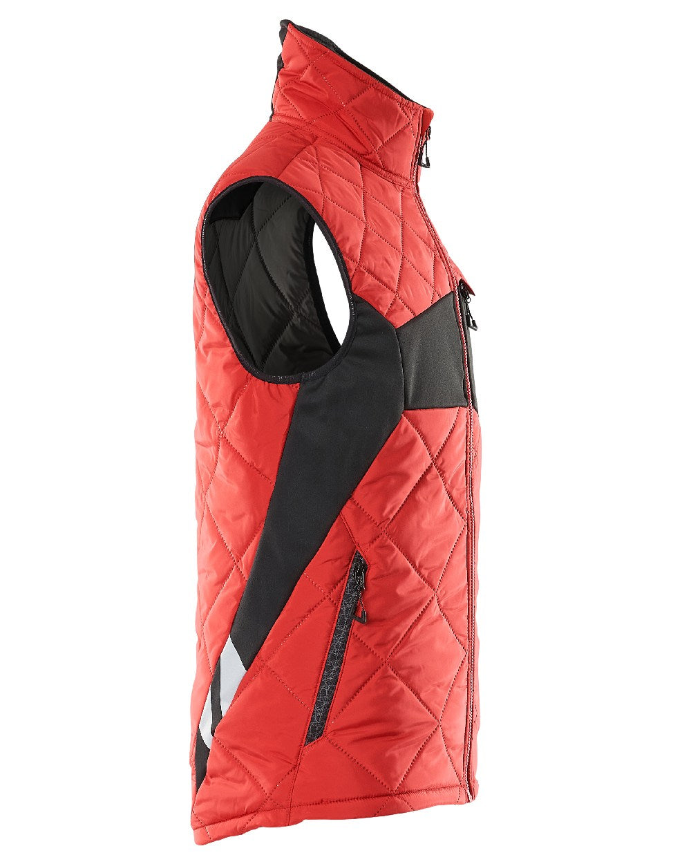 Traffic Red Black Coloured Mascot Workwear Mens Accelerate Lightweight Thermal Gilet on white background