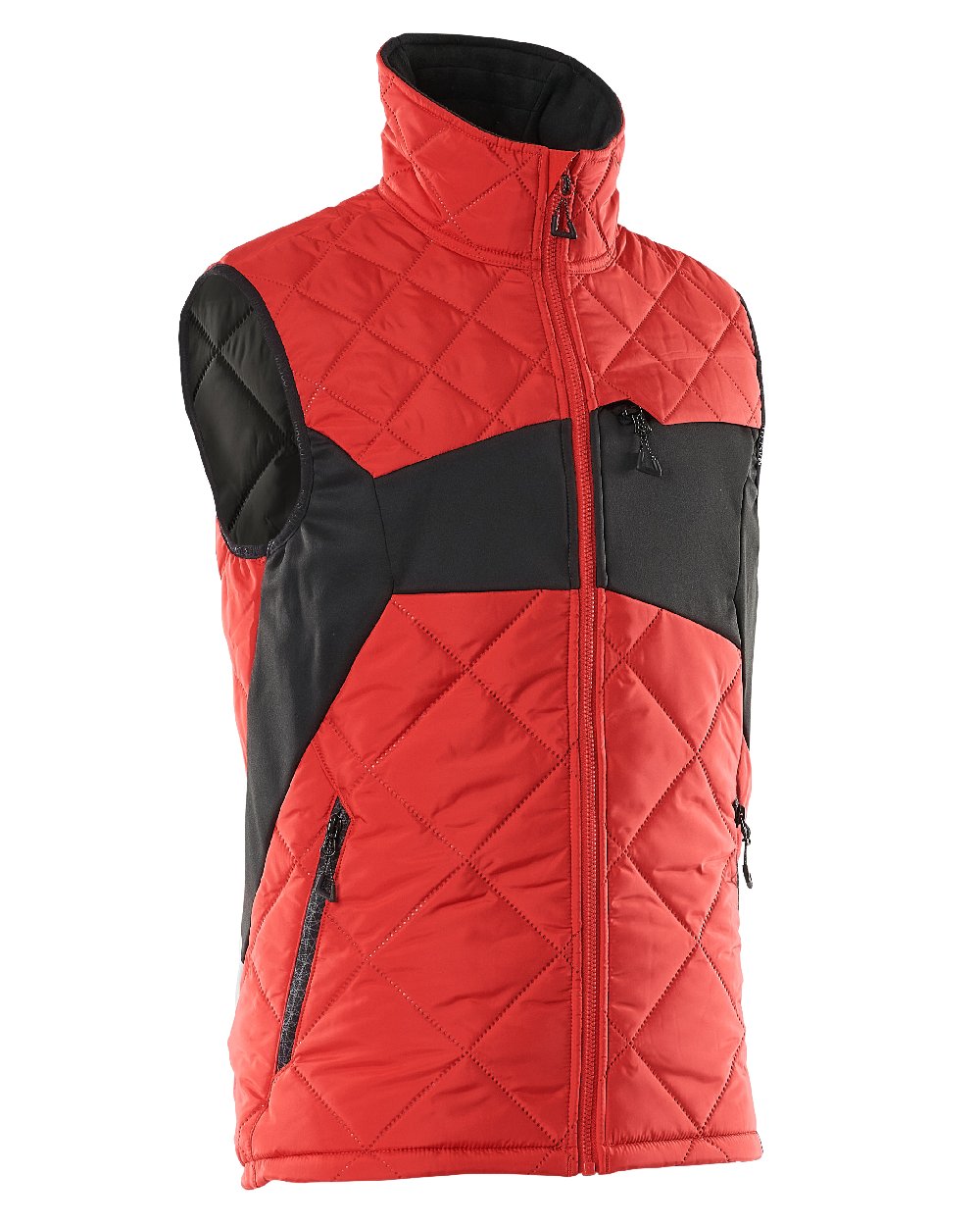 Traffic Red Black Coloured Mascot Workwear Mens Accelerate Lightweight Thermal Gilet on white background
