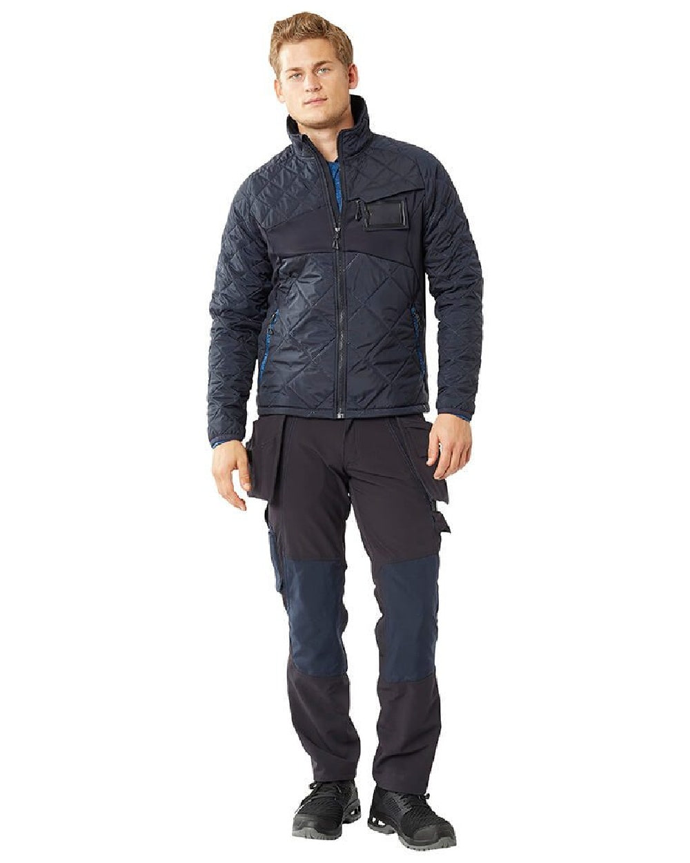Dark Navy Flecked Coloured Mascot Workwear Mens Accelerate Lightweight Thermal Jacket on white background