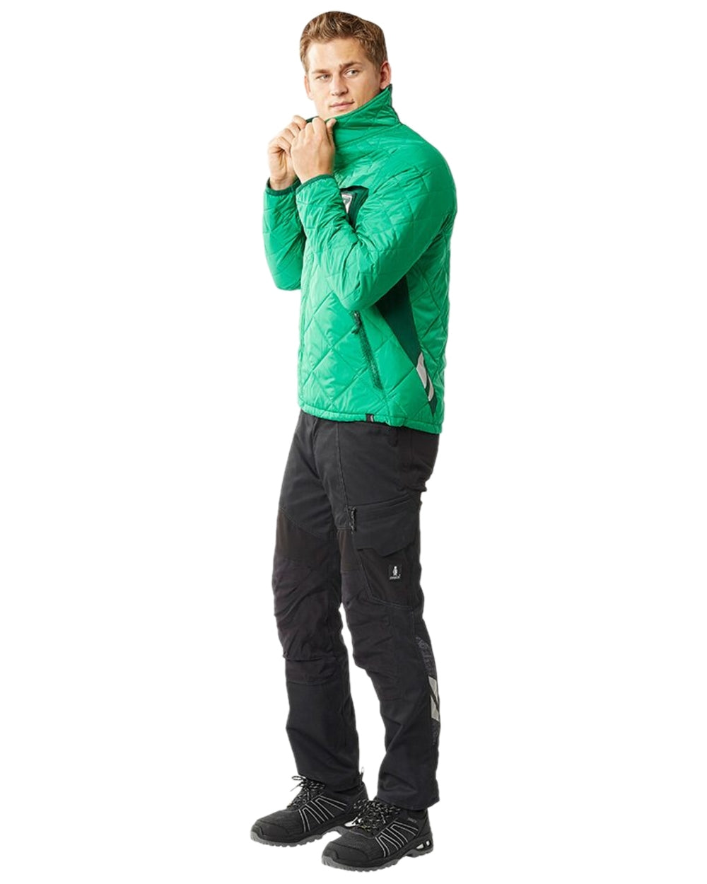 Grass Green Coloured Mascot Workwear Mens Accelerate Lightweight Thermal Jacket on white background