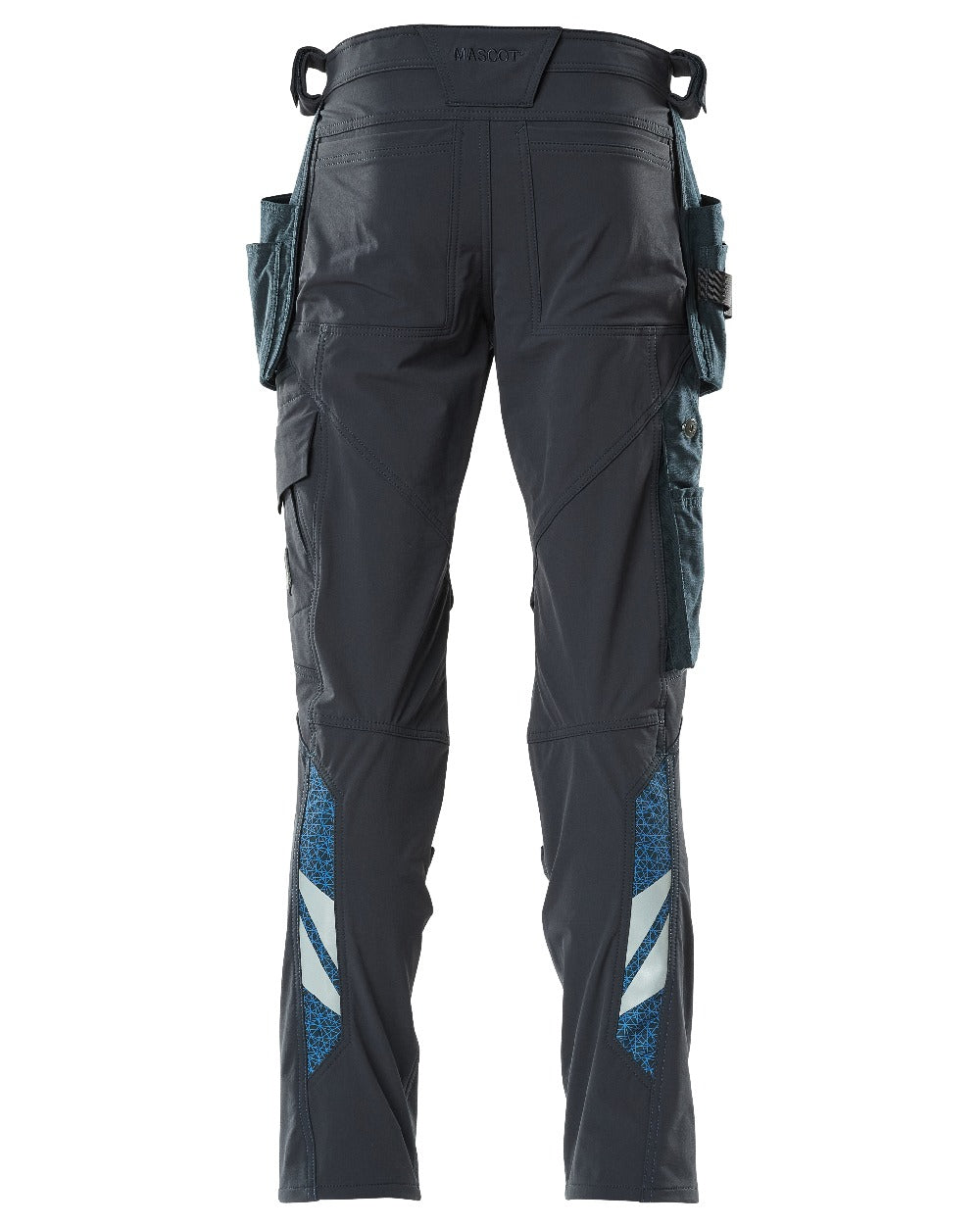 Dark Navy Coloured Mascot Workwear Mens Accelerate Lightweight Trousers With Holster Pockets on white background