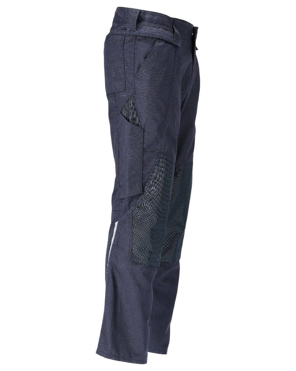 Dark Navy Coloured Mascot Workwear Mens Accelerate Lightweight Trousers With Kneepad Pockets on white background