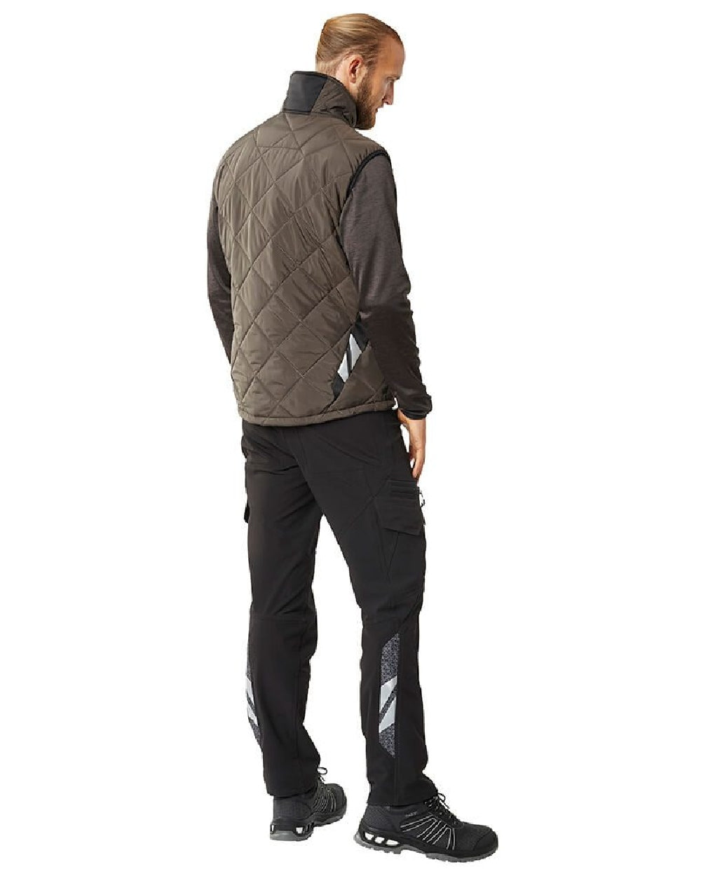 Black Coloured Mascot Workwear Mens Accelerate Lightweight Trousers With Thigh Pockets on white background