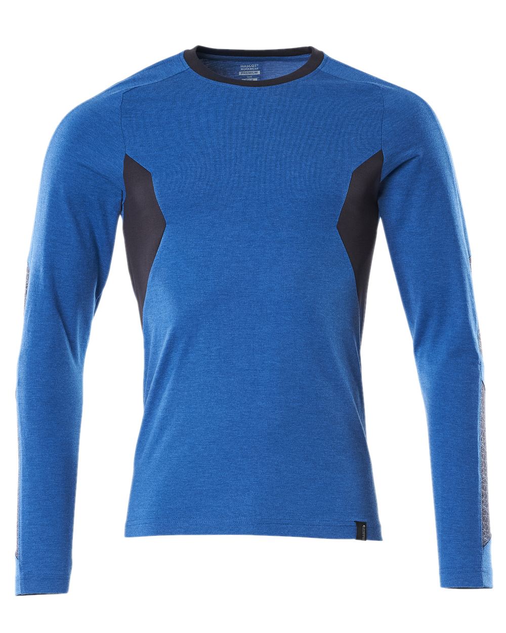 Azure Blue Dark Navy Coloured Mascot Workwear Mens Accelerate Long Sleeved T-Shirt on white background