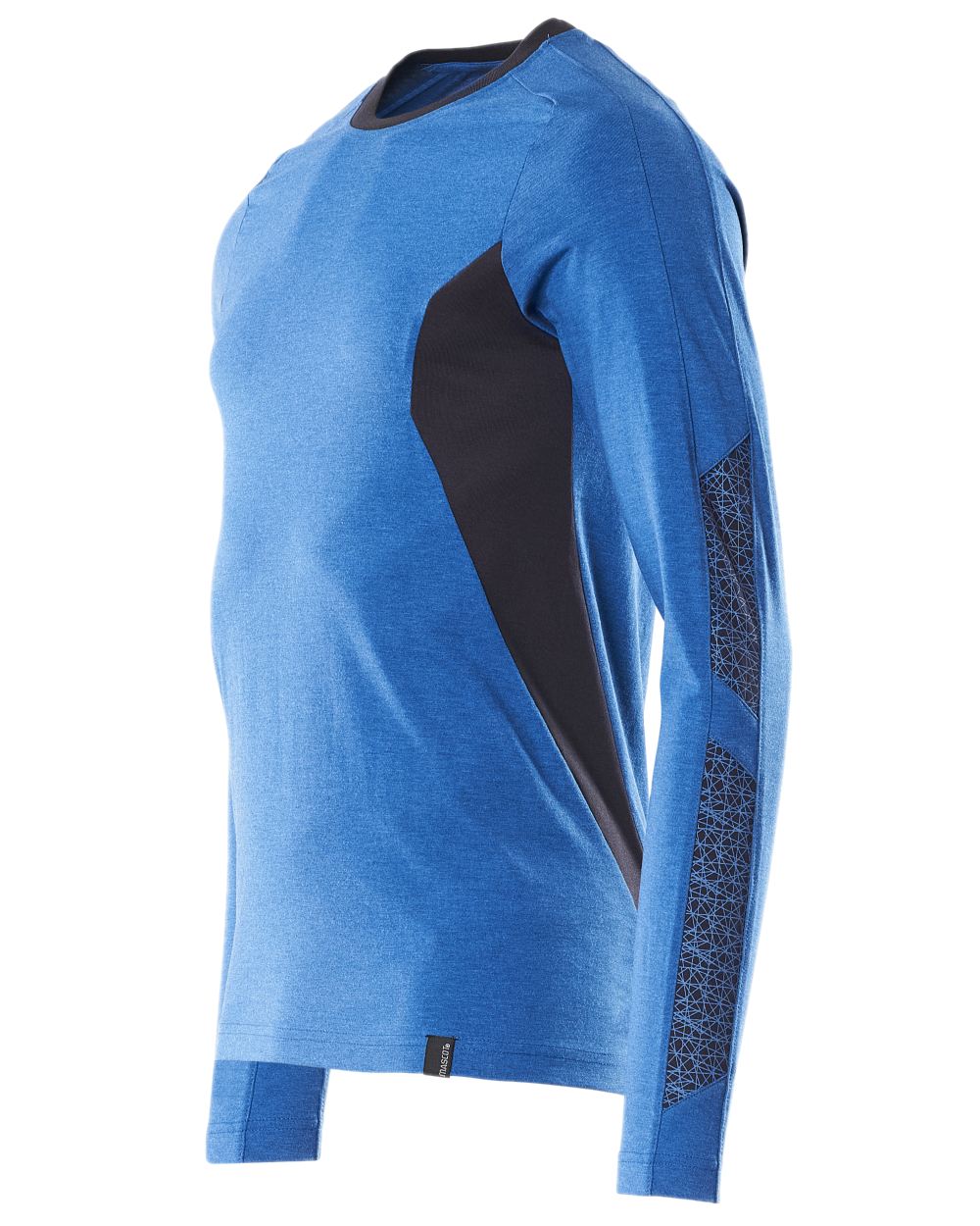 Azure Blue Dark Navy Coloured Mascot Workwear Mens Accelerate Long Sleeved T-Shirt on white background
