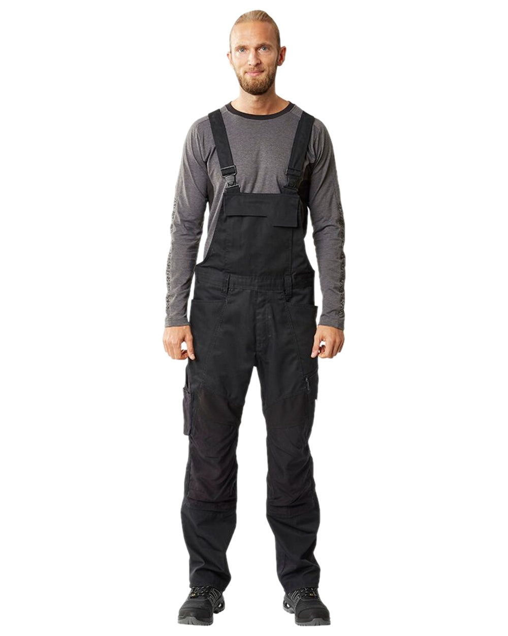 Dark Anthracite Black Coloured Mascot Workwear Mens Accelerate Long Sleeved T-Shirt on white background