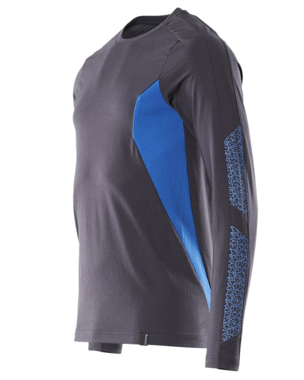 Dark Navy Azure Blue Coloured Mascot Workwear Mens Accelerate Long Sleeved T-Shirt on white background