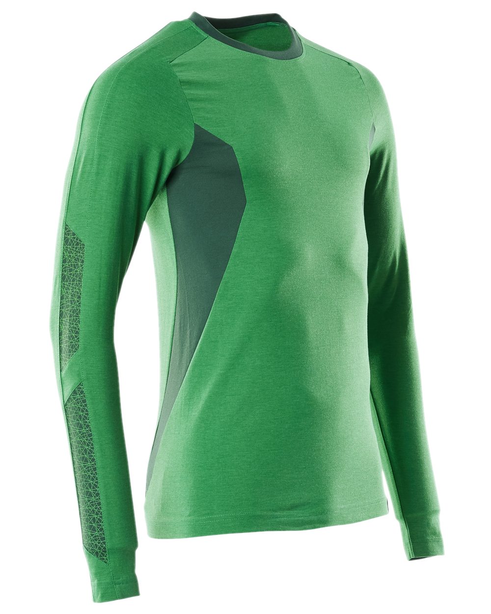 Grass Green Coloured Mascot Workwear Mens Accelerate Long Sleeved T-Shirt on white background