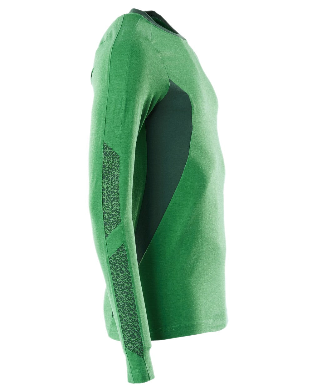 Grass Green Coloured Mascot Workwear Mens Accelerate Long Sleeved T-Shirt on white background