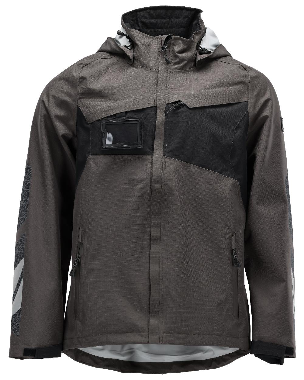 Dark Anthracite Black Coloured Mascot Workwear Mens Accelerate Outer Shell Jacket on white background