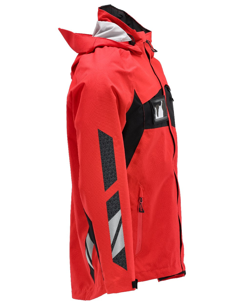 Traffic Red Black Coloured Mascot Workwear Mens Accelerate Outer Shell Jacket on white background