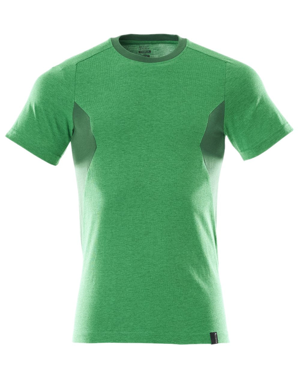 Grass Green Coloured Mascot Workwear Mens Accelerate Round Neck T-Shirt on white background