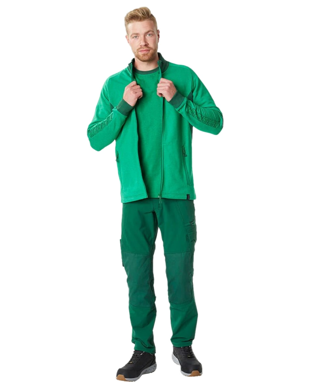 Grass Green Coloured Mascot Workwear Mens Accelerate Round Neck T-Shirt on white background