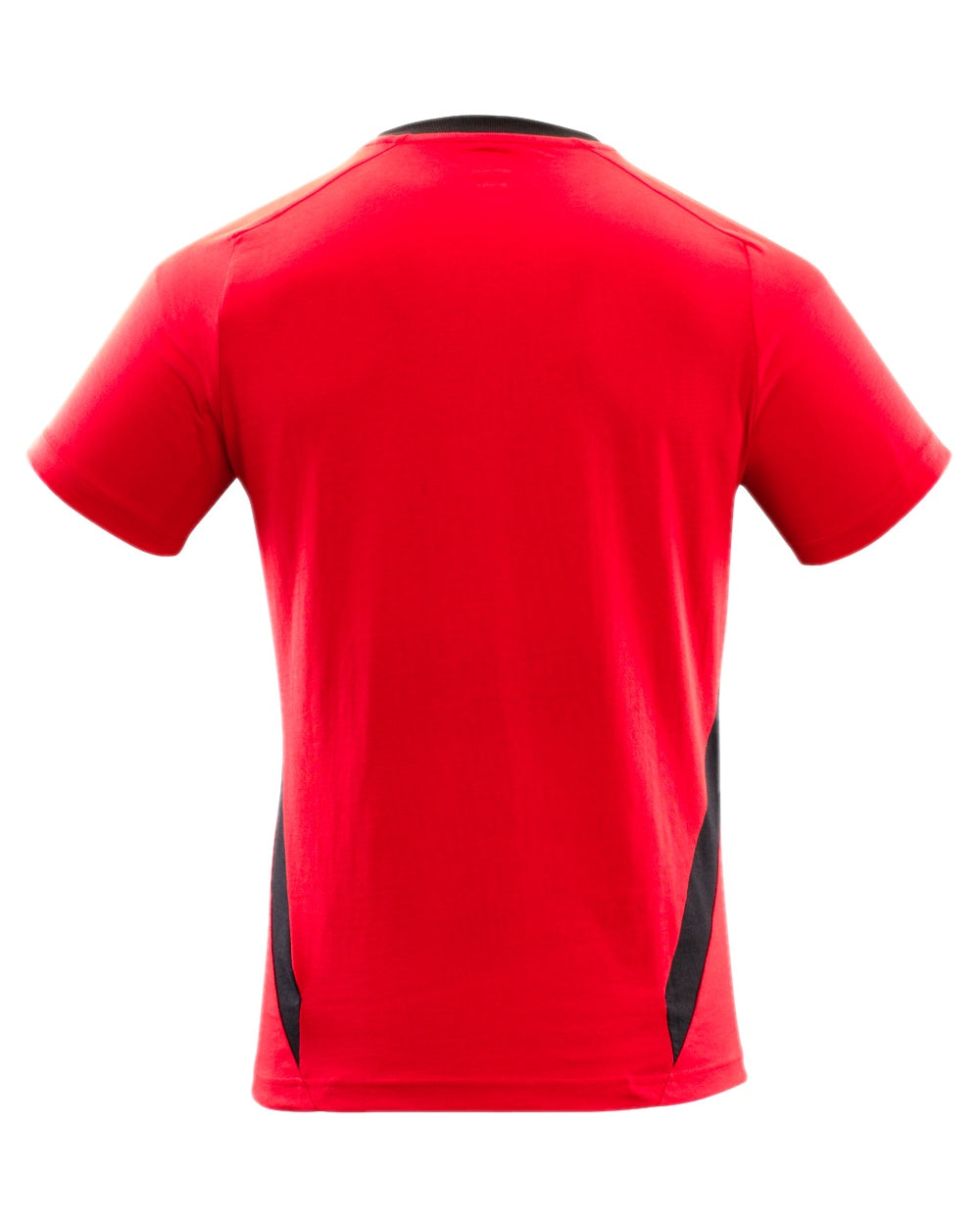 Traffic Red Black Coloured Mascot Workwear Mens Accelerate Round Neck T-Shirt on white background