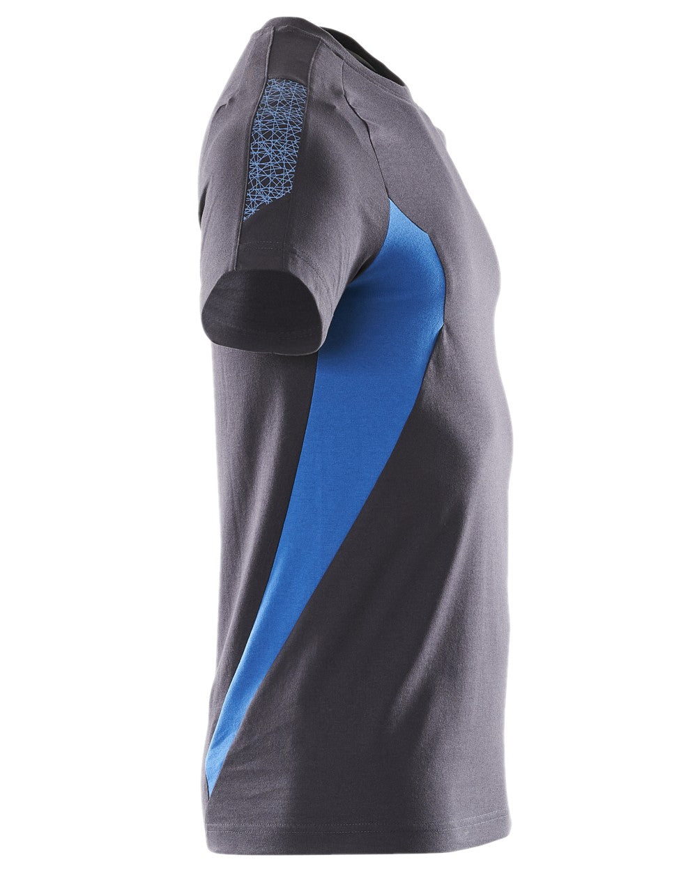 Dark Navy Azure Blue Colored Mascot Workwear Mens Accelerate Short Sleeve T-Shirt on white background