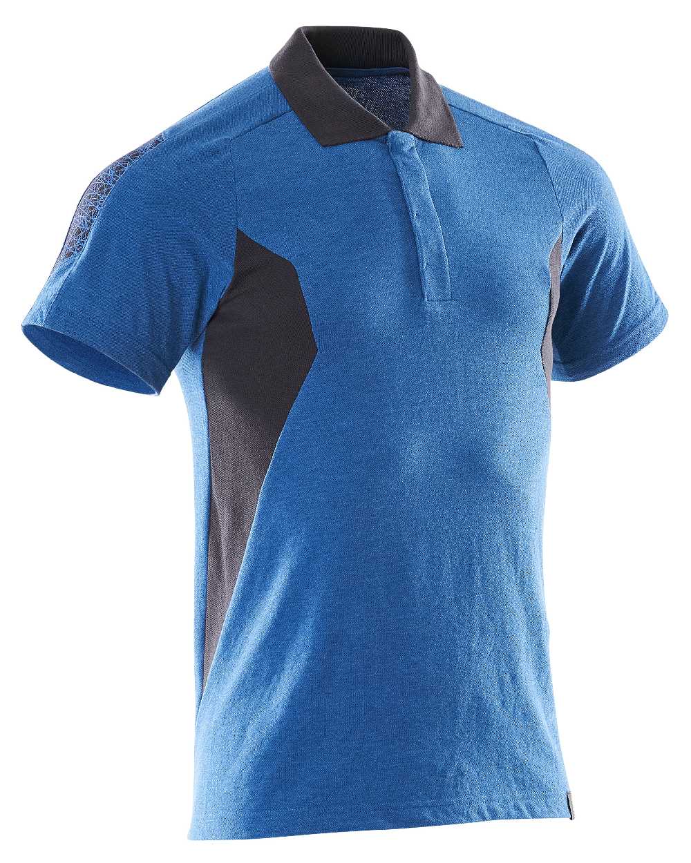 Azure Blue Dark Navy Coloured Mascot Workwear Mens Accelerate Short Sleeved Polo Shirt on white background