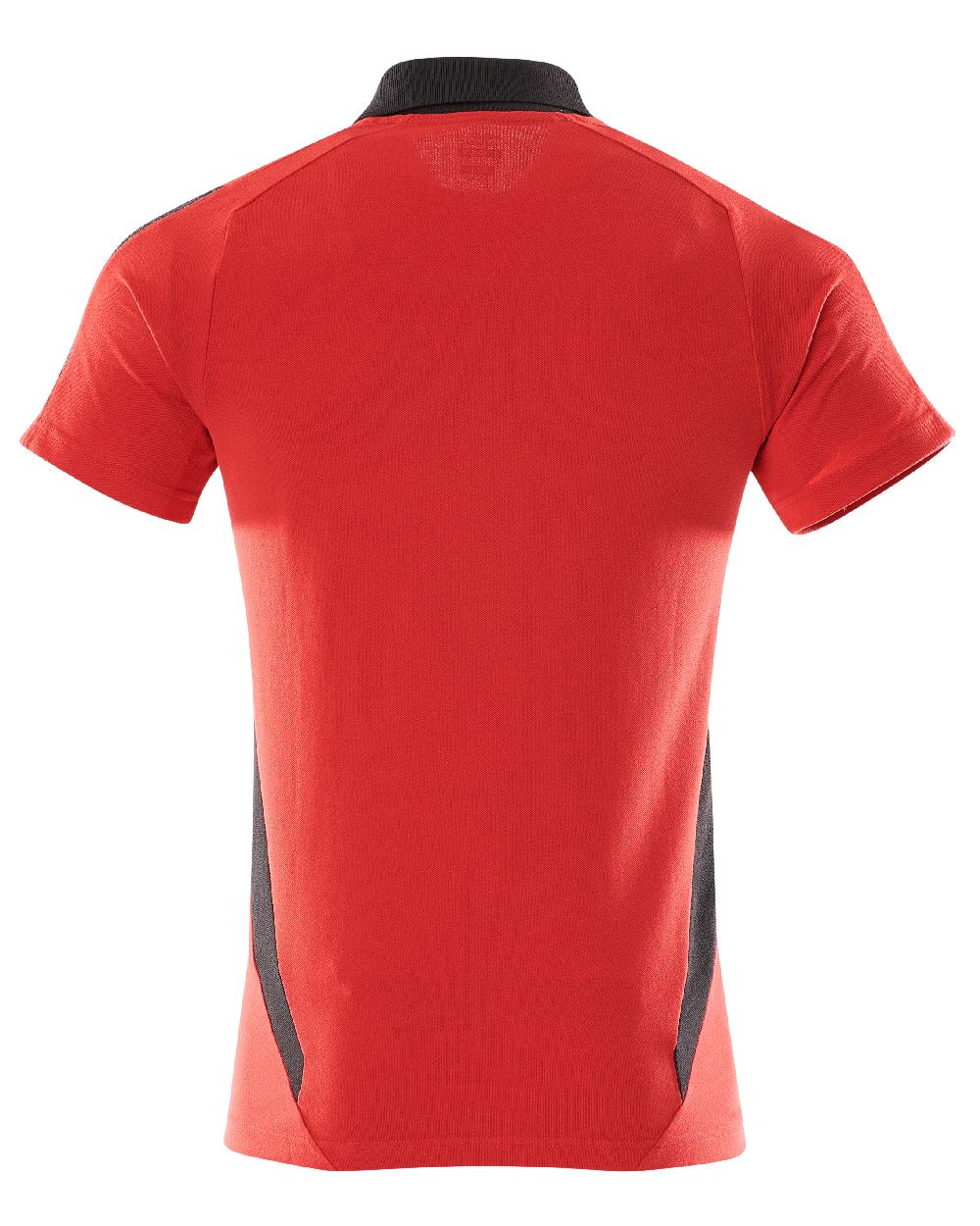 Traffic Red Black Coloured Mascot Workwear Mens Accelerate Short Sleeved Polo Shirt on white background