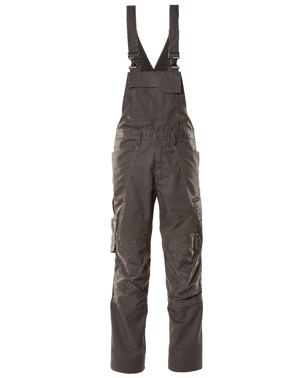 Dark Anthracite Coloured Mascot Workwear Mens Accelerate Stretch Zones Bib & Brace With Kneepad Pockets on white background