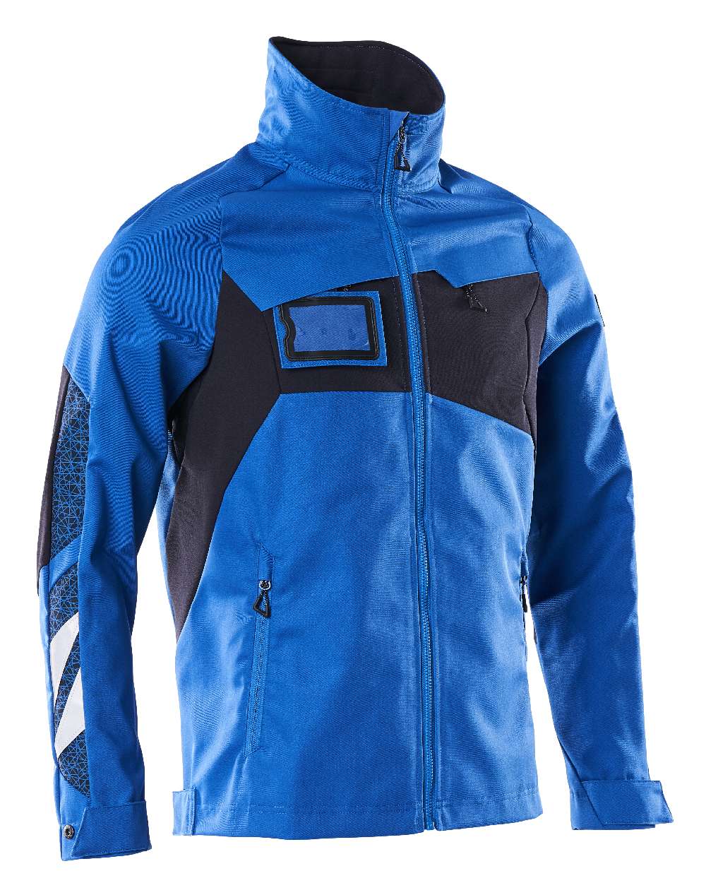 Azure Blue Dark Navy Coloured Mascot Workwear Mens Accelerate Stretch Zones Jacket on white background