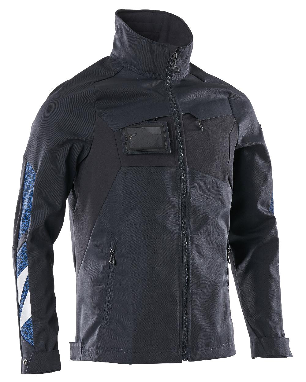 Dark Navy Coloured Mascot Workwear Mens Accelerate Stretch Zones Jacket on white background