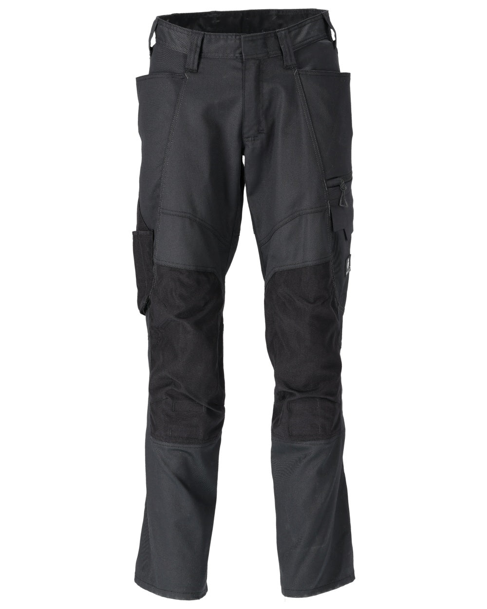 Black Coloured Mascot Workwear Mens Accelerate Stretchable Trousers With Kneepad Pockets on white background