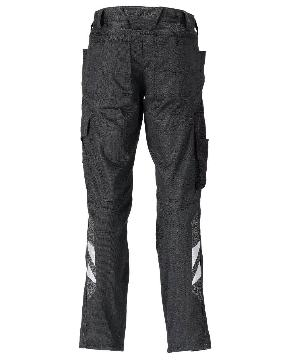 Black Coloured Mascot Workwear Mens Accelerate Stretchable Trousers With Kneepad Pockets on white background