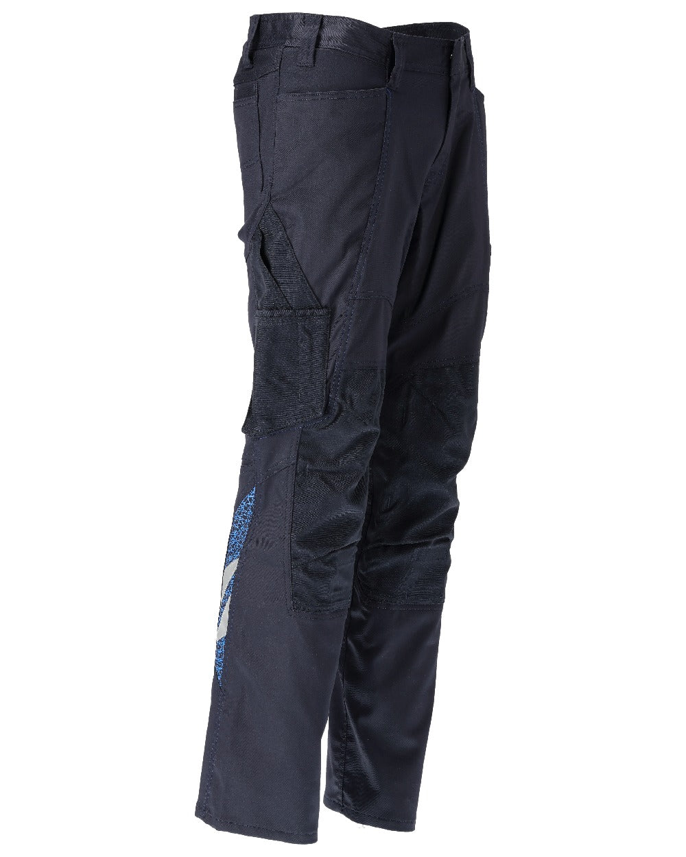 Dark Navy Coloured Mascot Workwear Mens Accelerate Stretchable Trousers With Kneepad Pockets on white background
