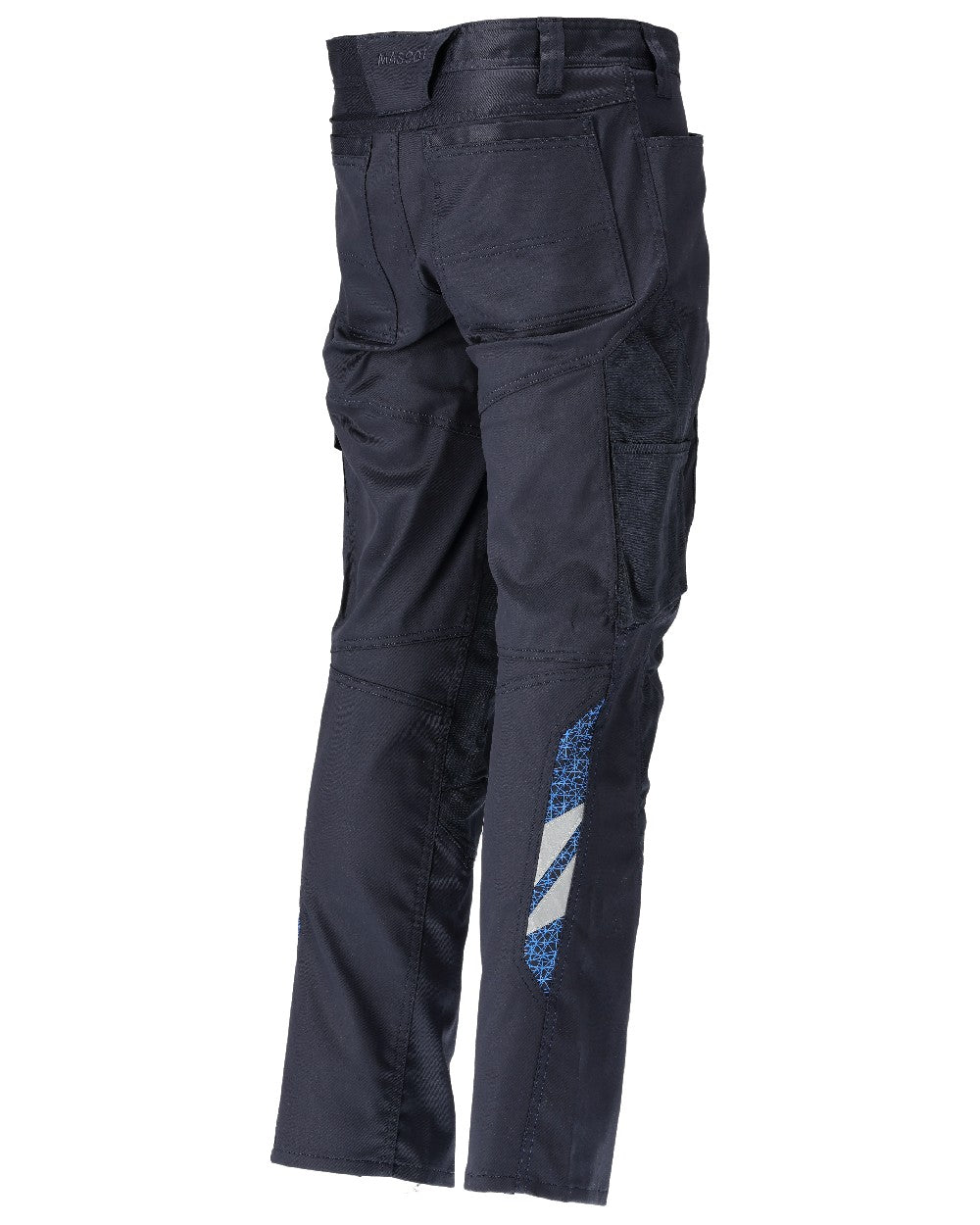 Dark Navy Coloured Mascot Workwear Mens Accelerate Stretchable Trousers With Kneepad Pockets on white background
