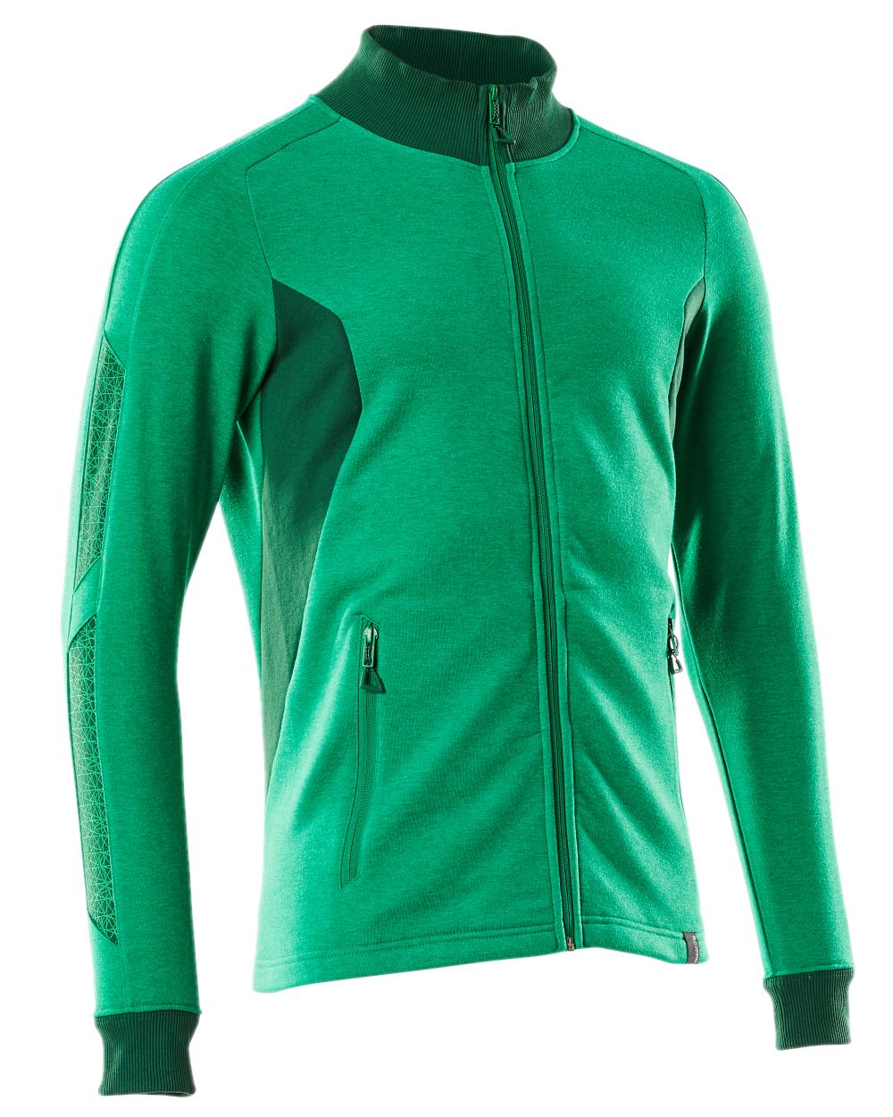 Grass Green Coloured Mascot Workwear Mens Accelerate Sweatshirt With Zipper on white background