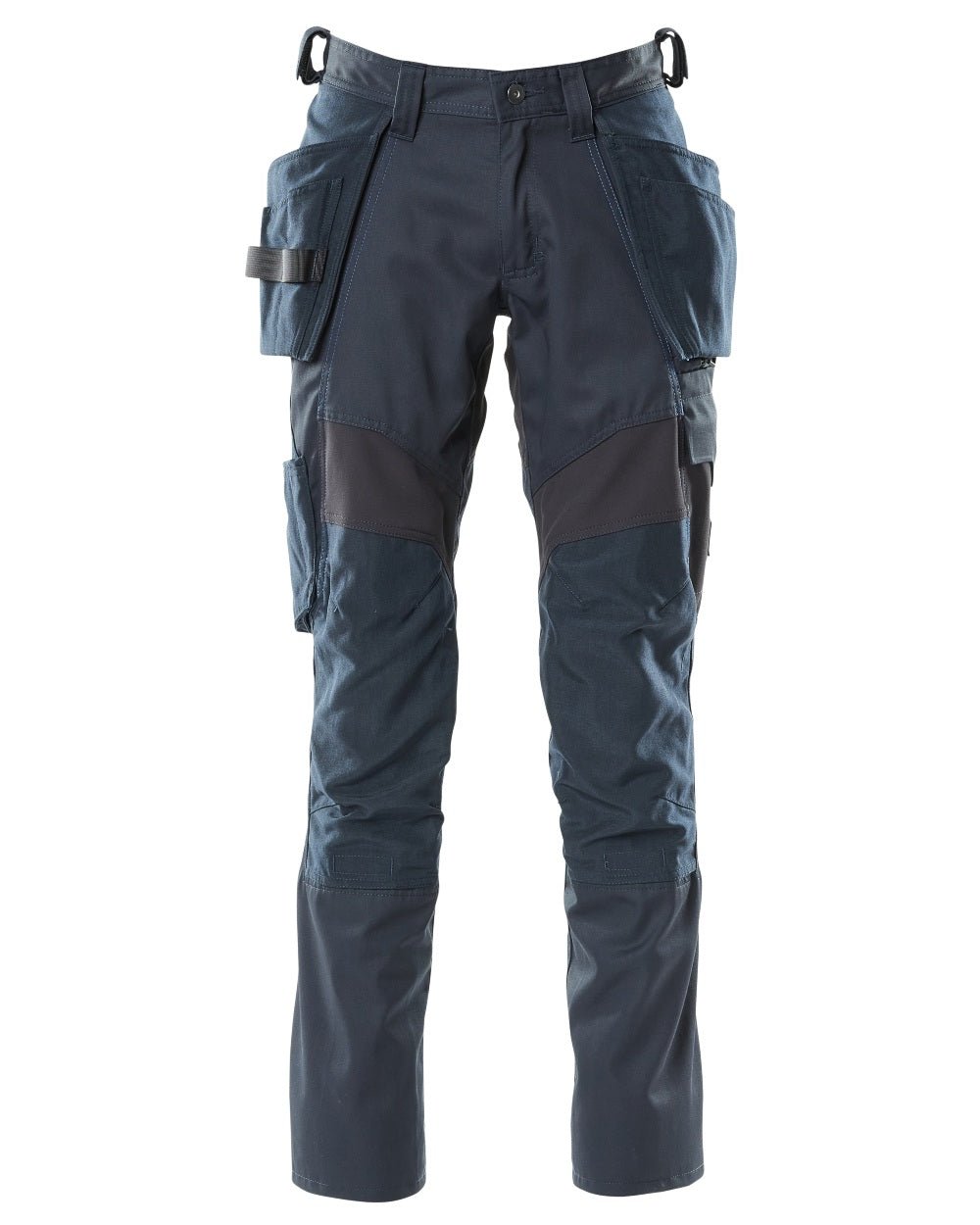 Dark Navy Coloured Mascot Workwear Mens Accelerate Trousers With Holster Pockets on white background