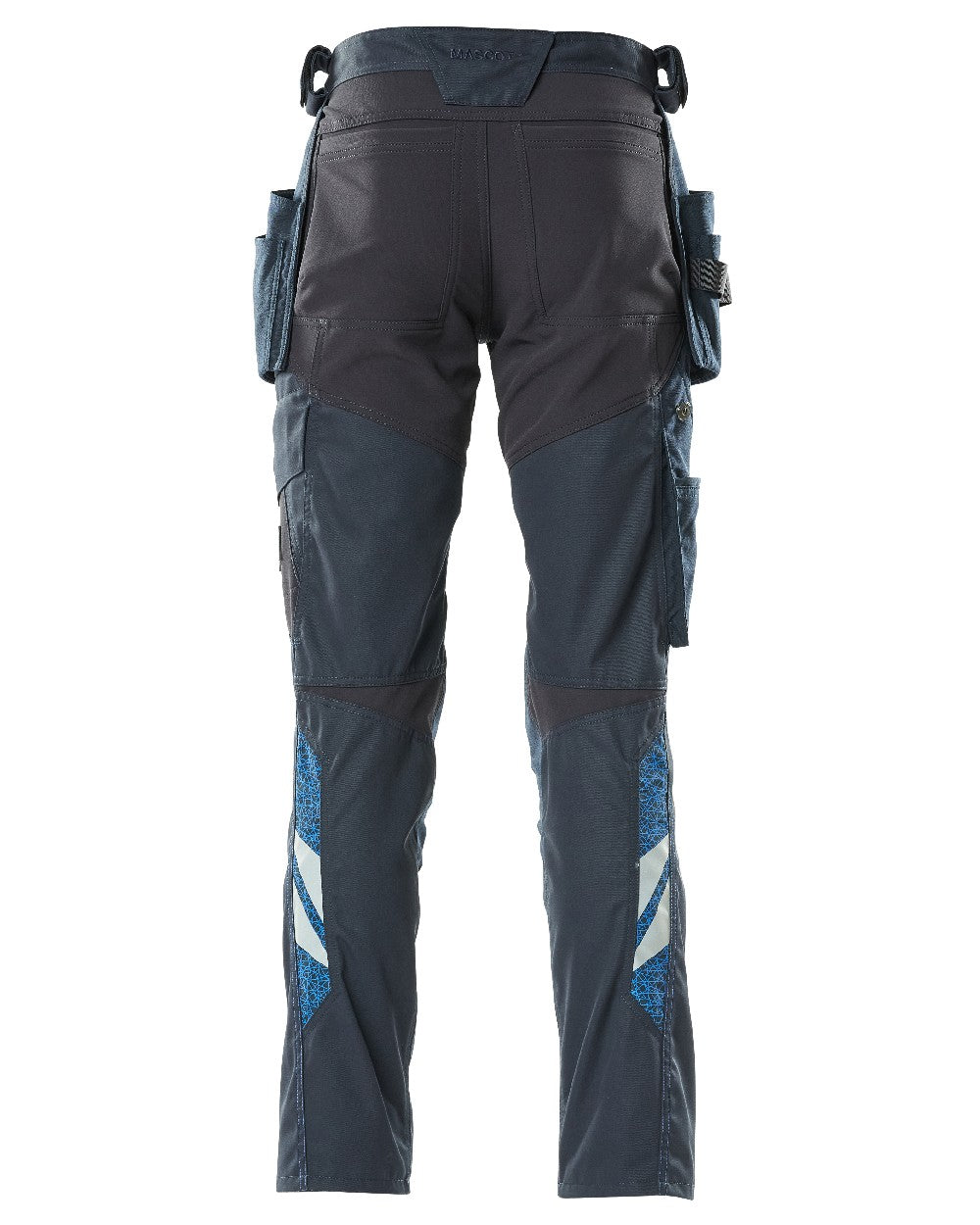 Dark Navy Coloured Mascot Workwear Mens Accelerate Trousers With Holster Pockets on white background