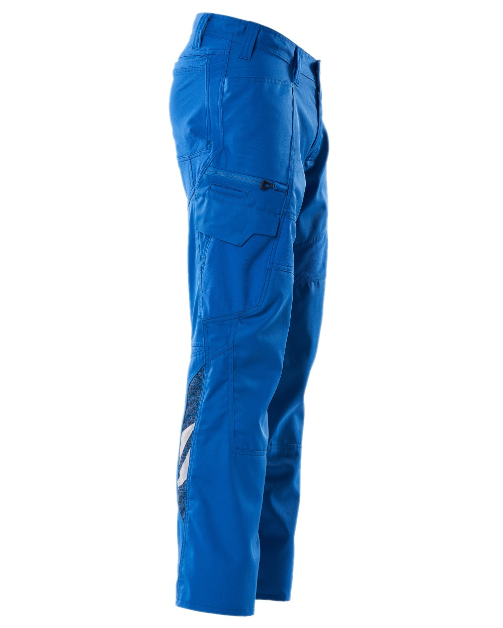 Azure Blue Coloured Mascot Workwear Mens Accelerate Trousers With Thigh Pockets on white background