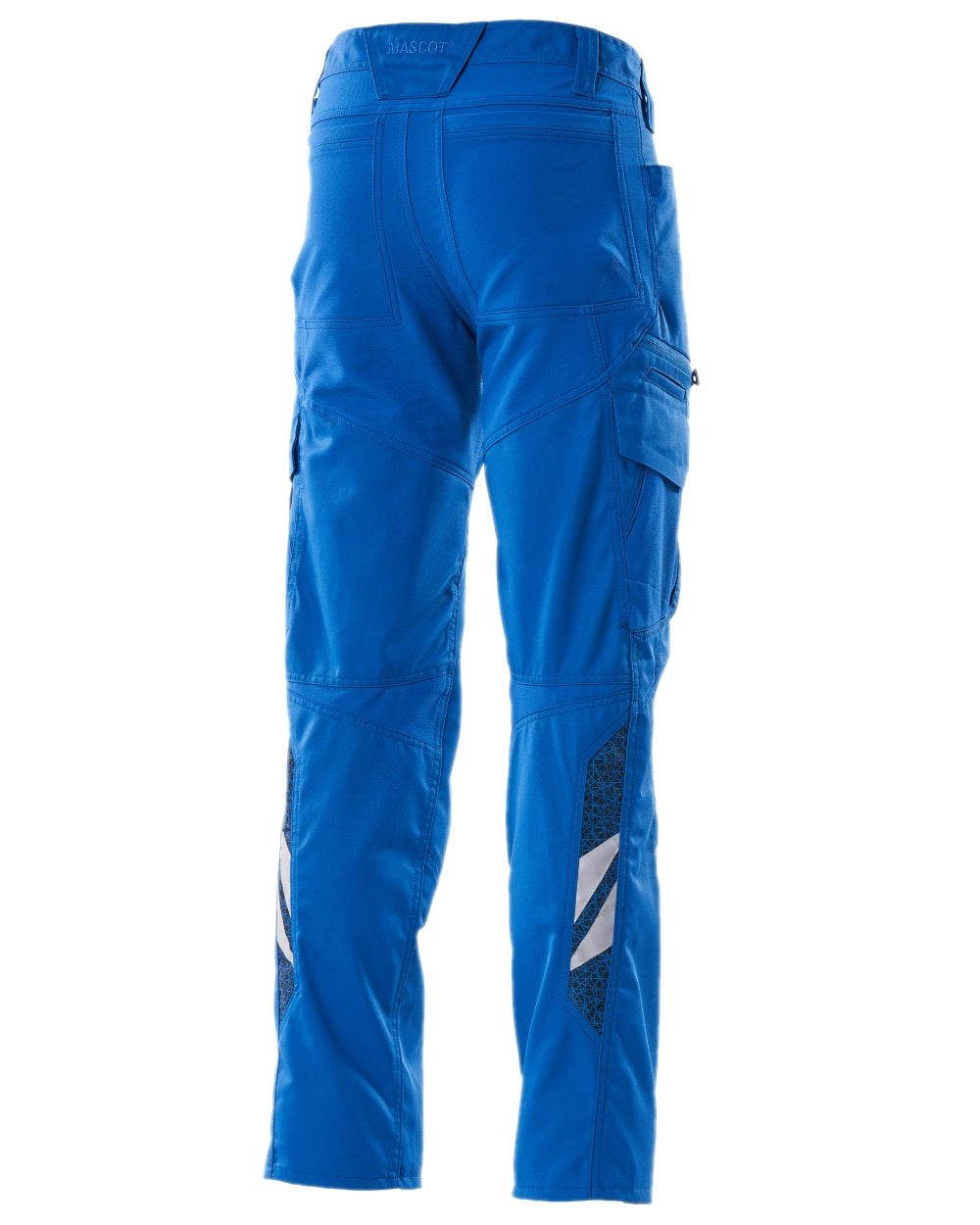 Azure Blue Coloured Mascot Workwear Mens Accelerate Trousers With Thigh Pockets on white background