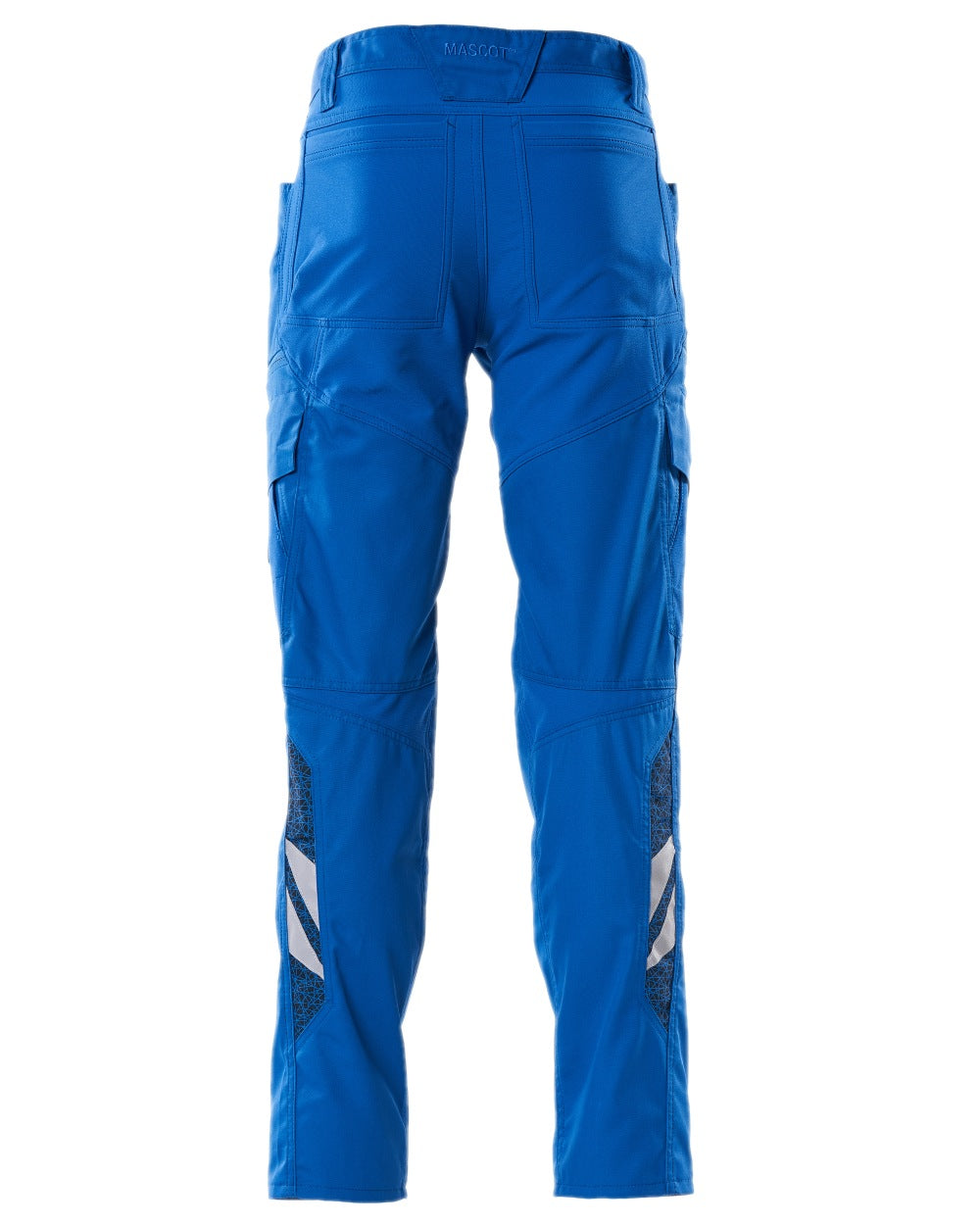 Azure Blue Coloured Mascot Workwear Mens Accelerate Trousers With Thigh Pockets on white background