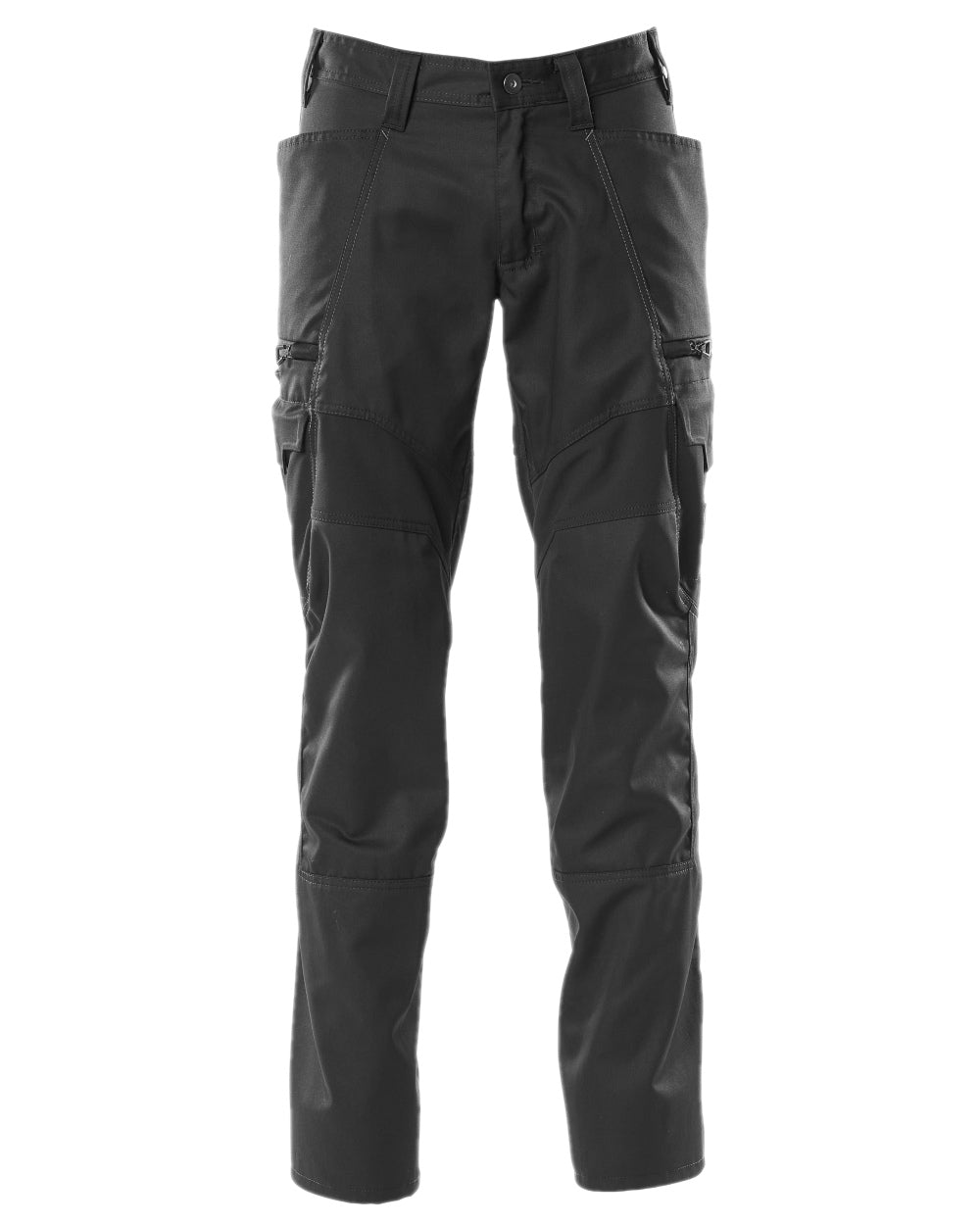Black Coloured Mascot Workwear Mens Accelerate Trousers With Thigh Pockets on white background