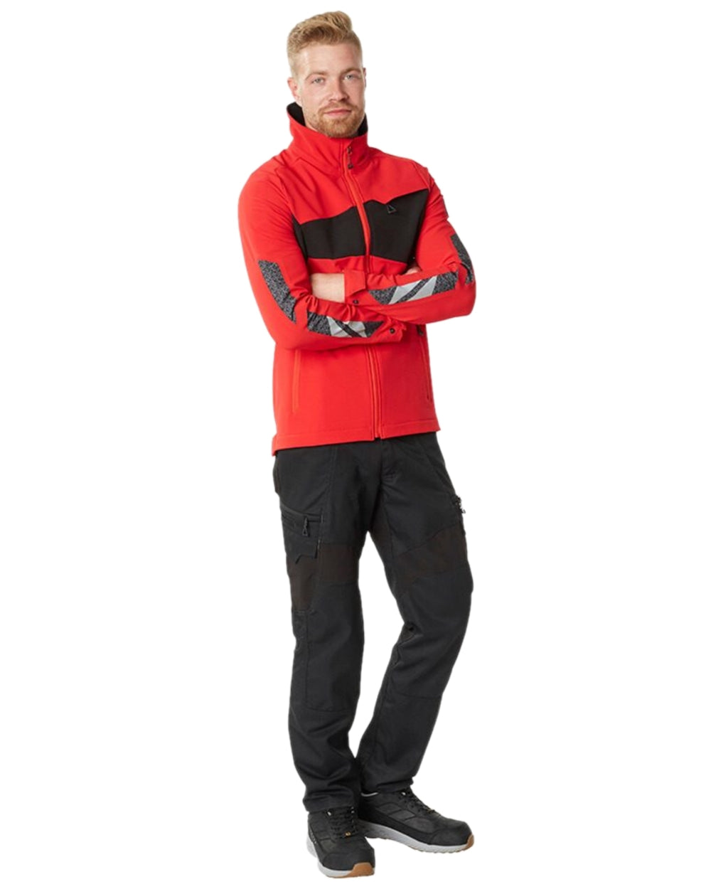 Black Coloured Mascot Workwear Mens Accelerate Trousers With Thigh Pockets on white background