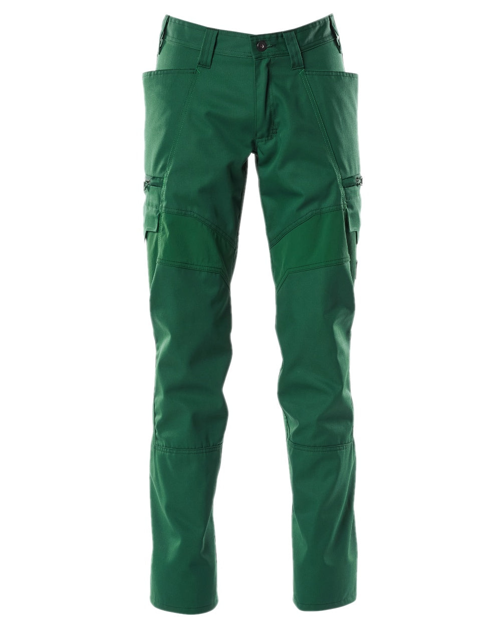 Green Coloured Mascot Workwear Mens Accelerate Trousers With Thigh Pockets on white background