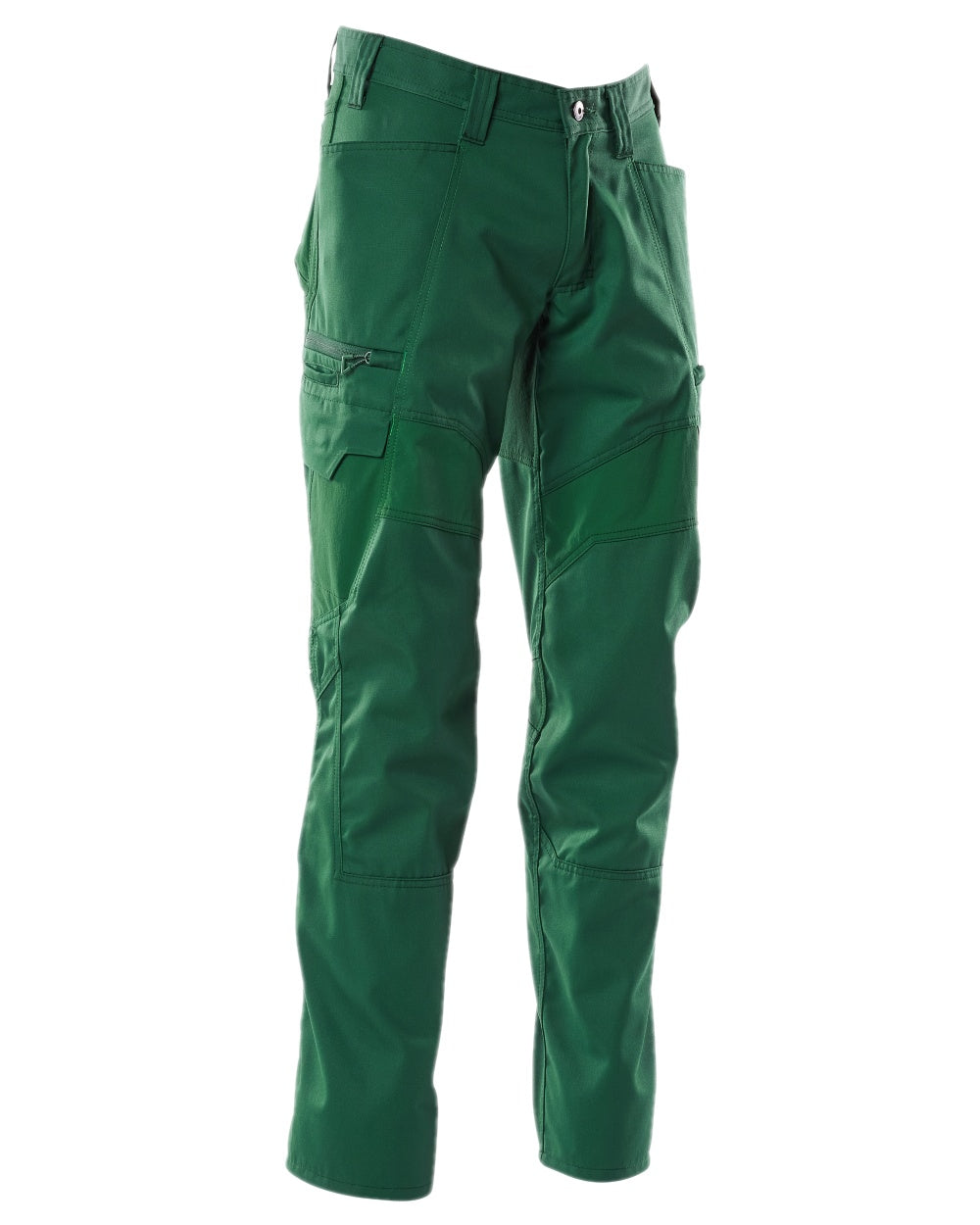Green Coloured Mascot Workwear Mens Accelerate Trousers With Thigh Pockets on white background