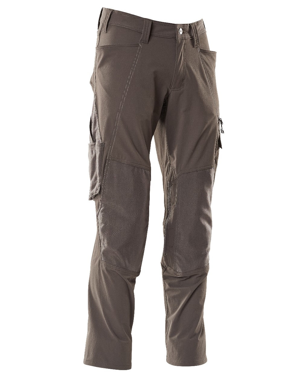 Dark Anthracite Coloured Mascot Workwear Mens Accelerate Ultimate Stretch Trousers With Kneepad Pockets on white background