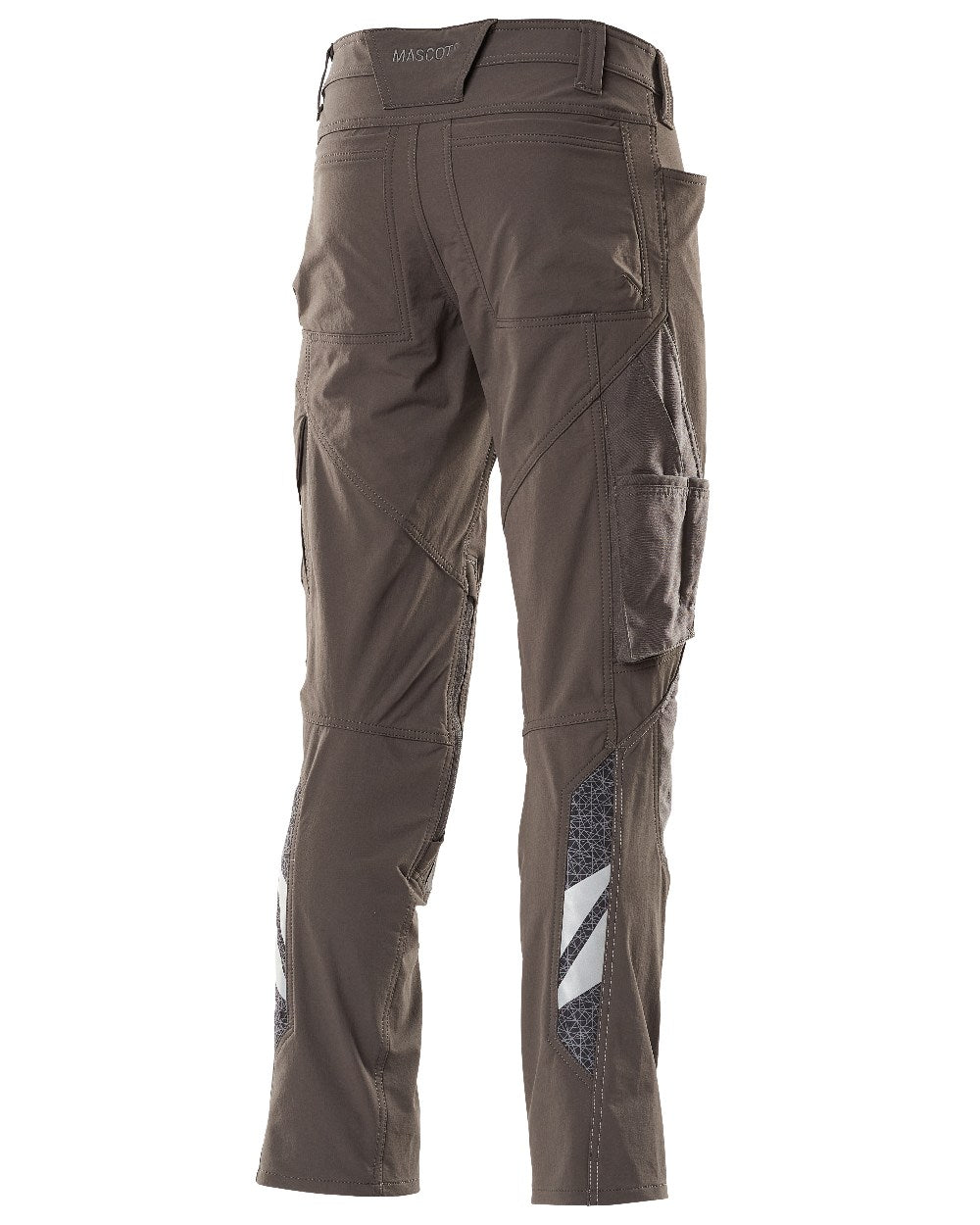 Dark Anthracite Coloured Mascot Workwear Mens Accelerate Ultimate Stretch Trousers With Kneepad Pockets on white background