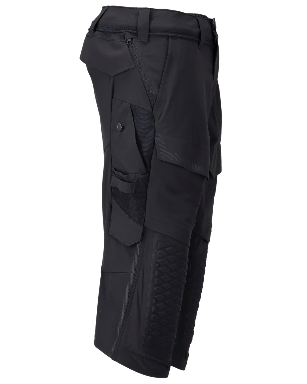 Dark Navy Coloured Mascot Workwear Mens Customized 3/4 Length Trousers With Kneepad Pockets on white background