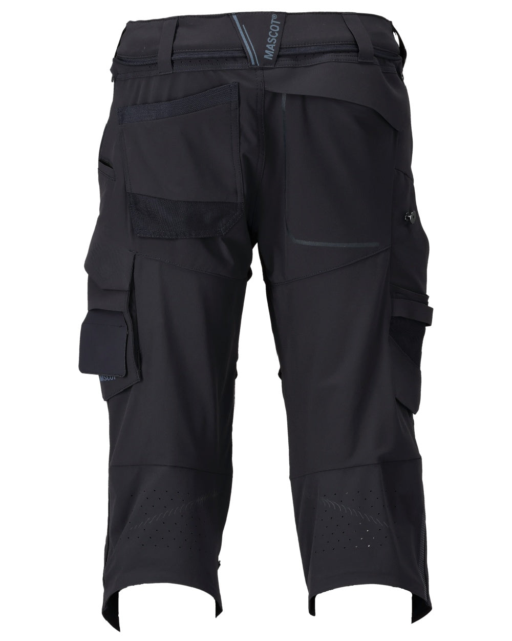 Dark Navy Coloured Mascot Workwear Mens Customized 3/4 Length Trousers With Kneepad Pockets on white background