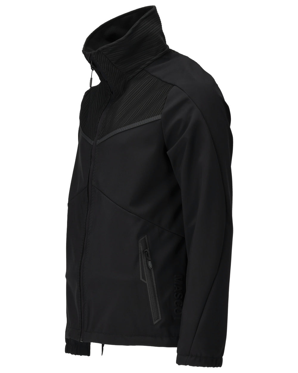 Black Coloured Mascot Workwear Mens Customized Breathable Softshell Jacket on white background
